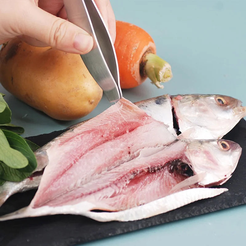 Premium Stainless Steel Fishbone Shape Kitchen Tongs Cooking & Serving Utensil for Restaurant Use