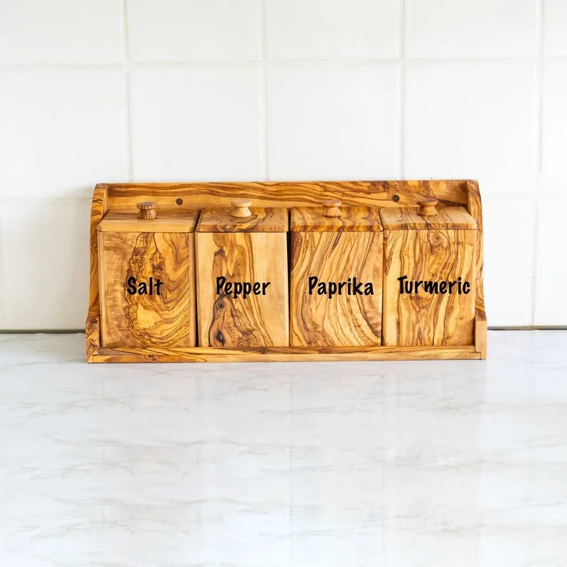 Best Selling Indian Wooden Spice Box Removable Compartments Eco-Friendly Dishwasher Safe Customizable Size Logo Herb Spice Nut