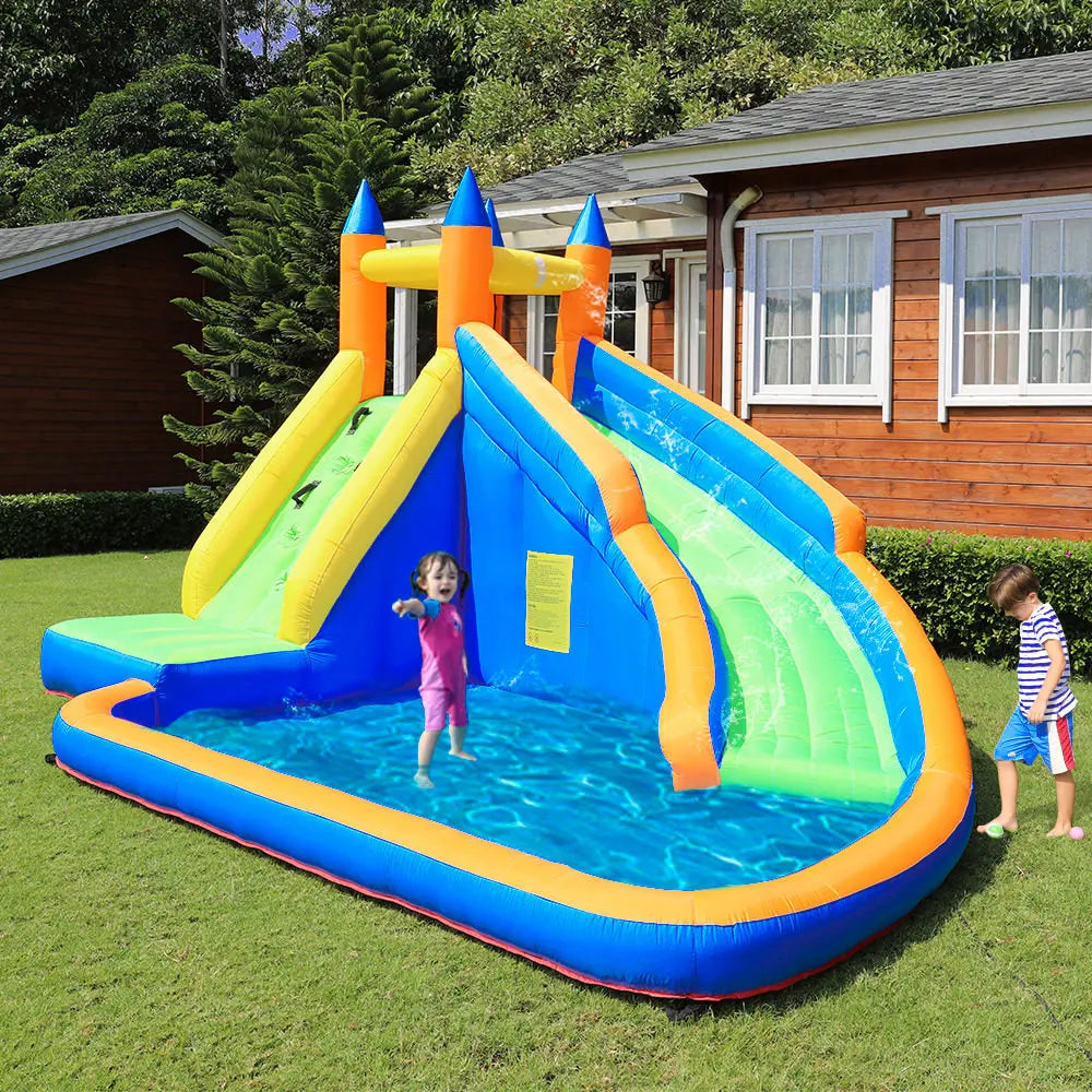 Portable Nylon Commercial Use Kids Inflatable Bouncy House Jumping Castle 450W Air Blower 4-Person Capacity Customizable Logo