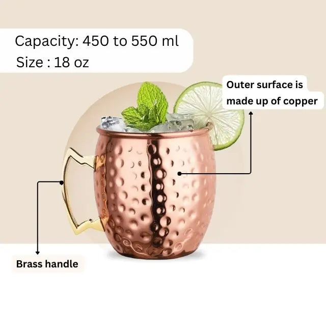 Koi High Quality Pure Copper Moscow Mule Beer Mug Brass Handle Eco-Friendly 18 oz Parties Weddings Hotels Cocktails Barware