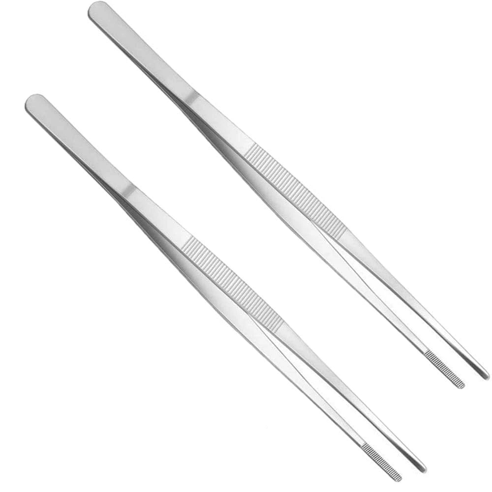 Kitchen Culinary Tweezers Stainless Steel Offset Tweezers Customized Logo Chef Plating Tweezer Tongs Serving Presentation