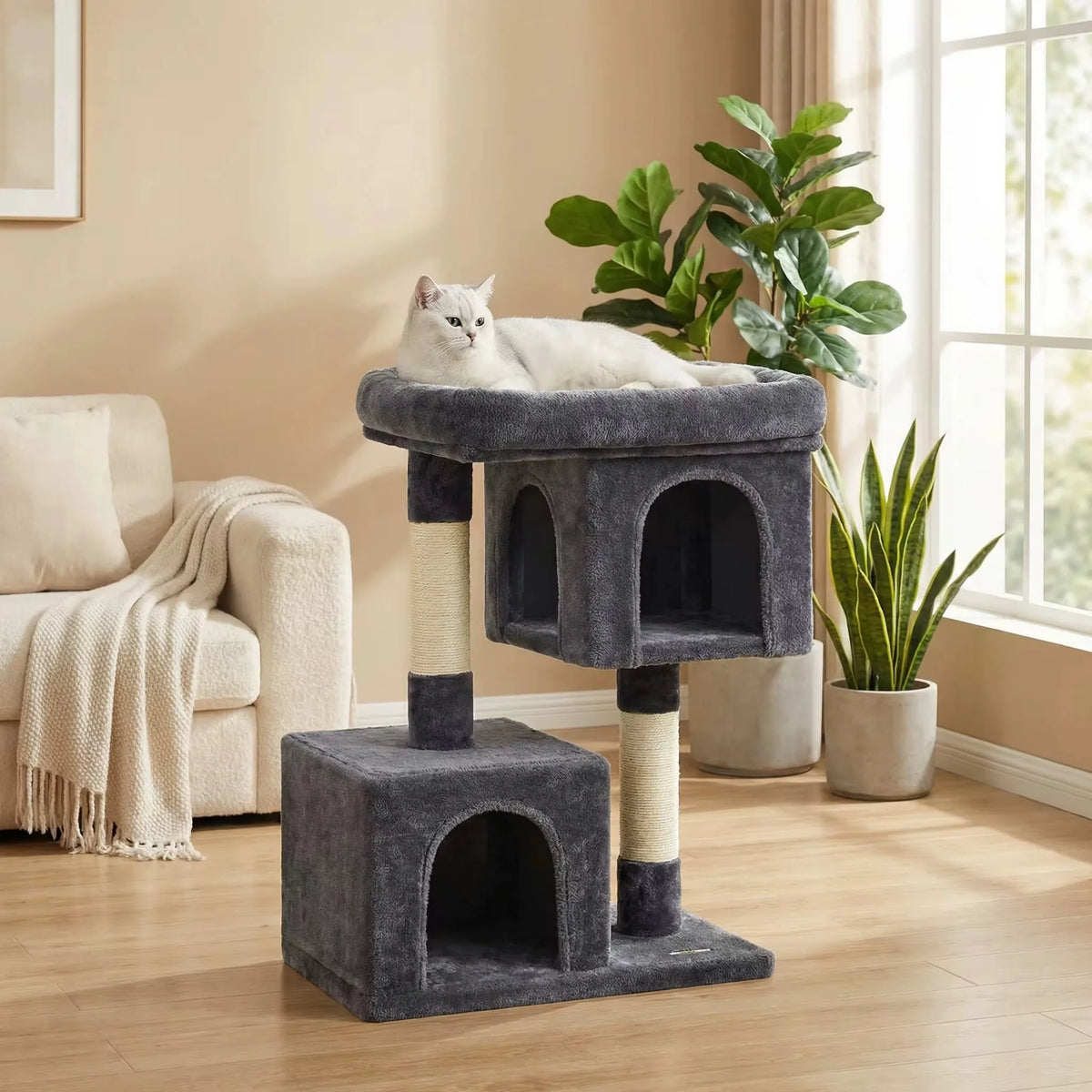 Modern Large Sisal Cat Tree Scratching Post with Climbing Frame
