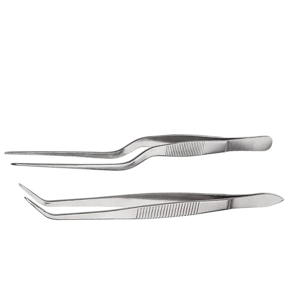 Kitchen Culinary Tweezers Stainless Steel Offset Tweezers Customized Logo Chef Plating Tweezer Tongs Serving Presentation