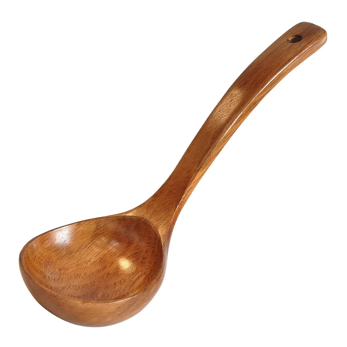 Handmade Natural Wood Eco-Friendly Lightweight Spoon Long Handle Durable Wooden Kitchen Utensil Serving Soup Stew Curry Set of 2