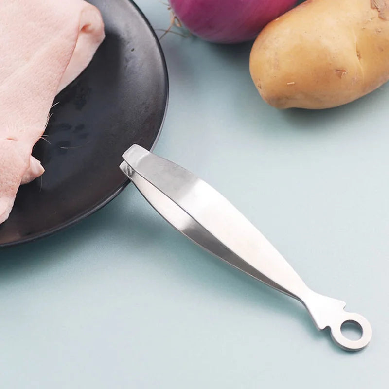 Premium Stainless Steel Fishbone Shape Kitchen Tongs Cooking & Serving Utensil for Restaurant Use