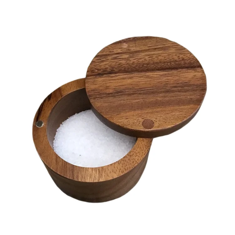 Artizon Studio Acacia Wood Salt Pepper Holder Kitchen Spice Storage Container Dishwasher Oven Safe Eco-Friendly Rustic Design
