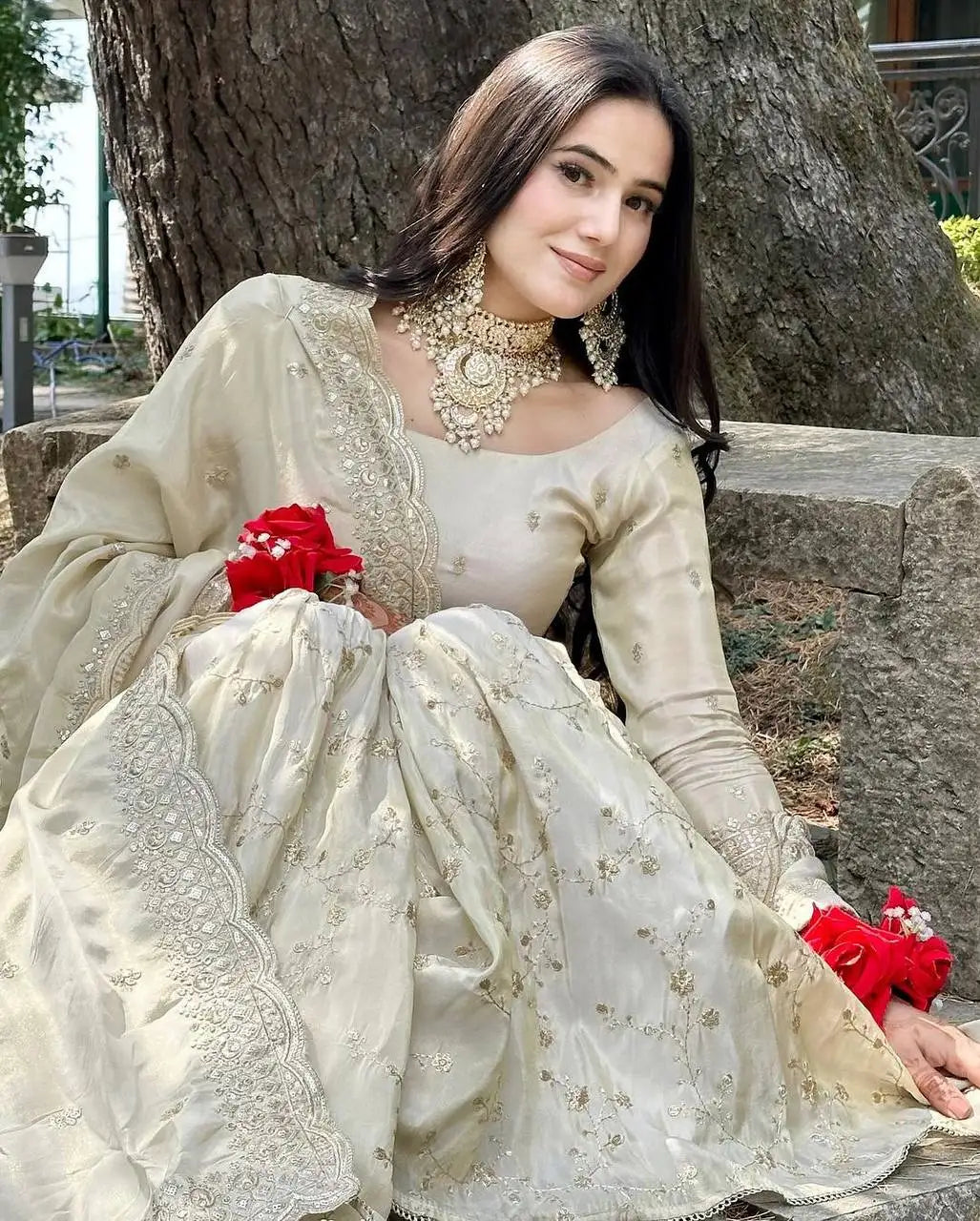 Indian Ethnic Designer Dress Collection for Ladies Heavy Embroidery Chanderi Silk Kurta/Kurti Suit New Diwali Party Wear Look