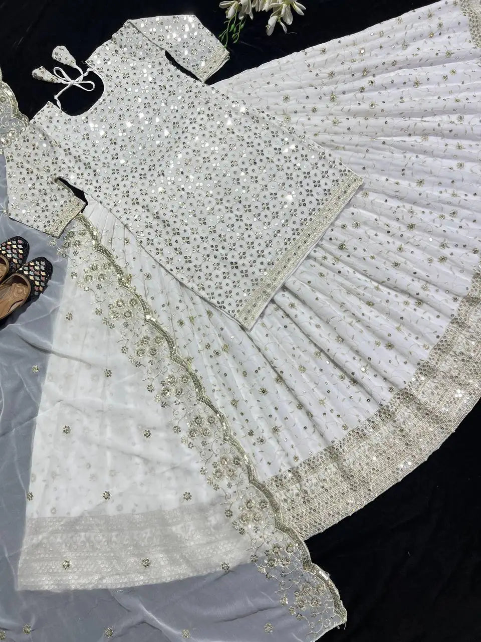 Readymade Traditional Ethnic Indian Pakistani Lehenga & Dupatta Set, Georgette With Embroidery Work Full Stitching Party Wear