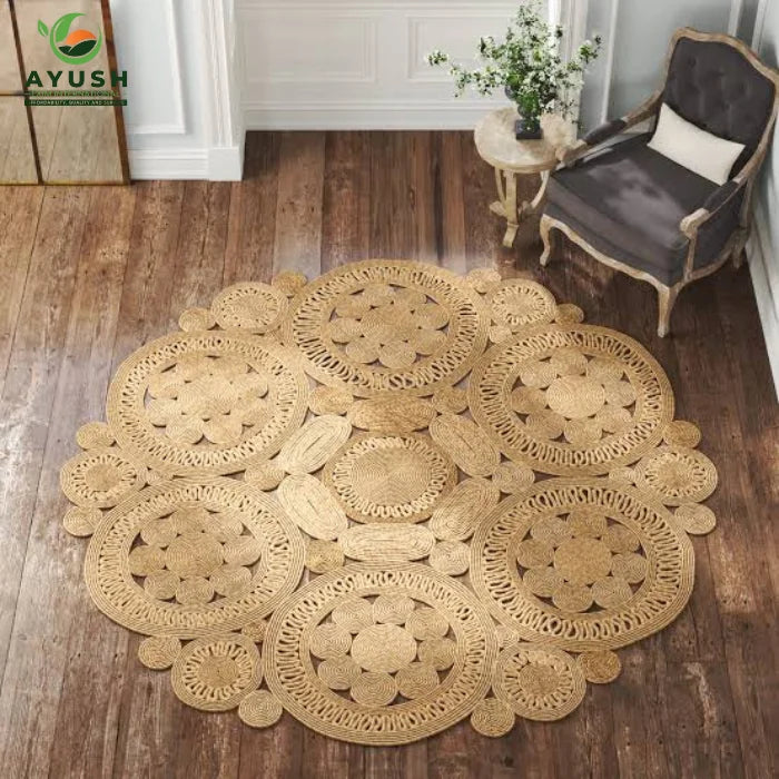 Manufacturer Custom Logo Available Decorative Round & Oval Cotton & Jute Area Rugs & Sets for Household Guest House Office