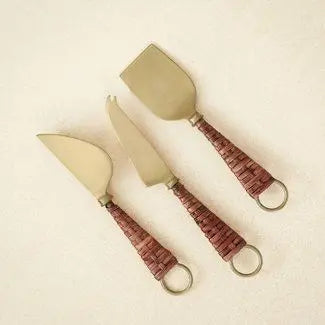 Dishwasher Safe Eco-Friendly Stainless Steel Cheese Set with Palm Tree Handle Design for Luxury Hotels & Gift Packaging