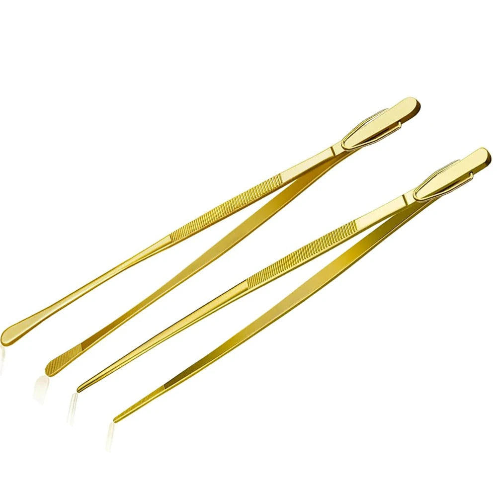 Kitchen Culinary Tweezers Stainless Steel Offset Tweezers Customized Logo Chef Plating Tweezer Tongs Serving Presentation