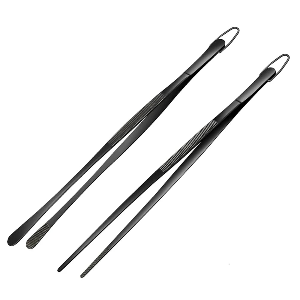 Kitchen Culinary Tweezers Stainless Steel Offset Tweezers Customized Logo Chef Plating Tweezer Tongs Serving Presentation