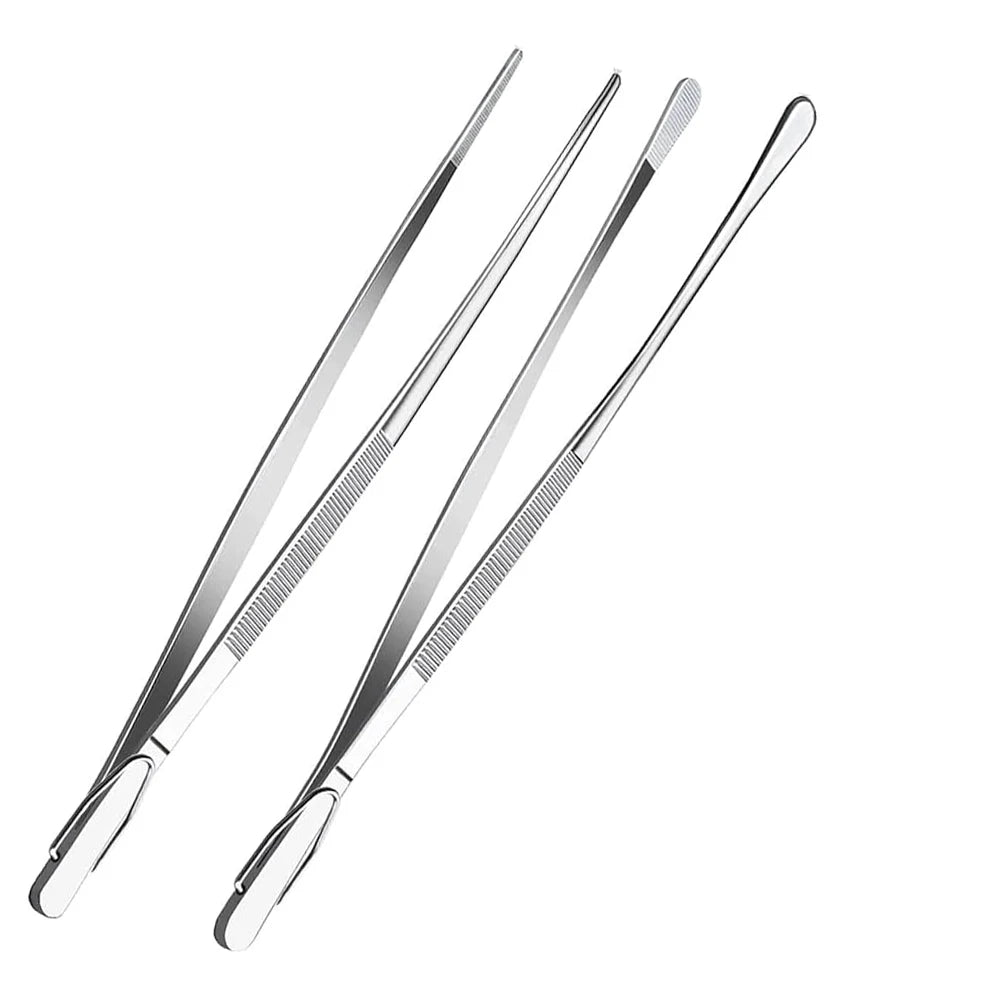 Kitchen Culinary Tweezers Stainless Steel Offset Tweezers Customized Logo Chef Plating Tweezer Tongs Serving Presentation