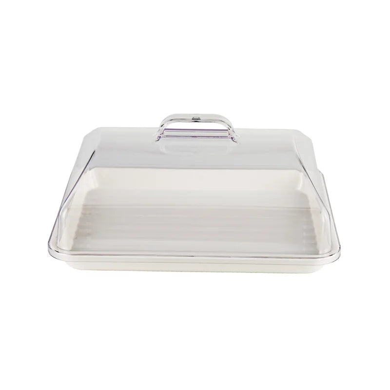 Thick Plastic Cover with Handle Dome Rectangular Food Cover with Handle Polycarbonate Tray Cover