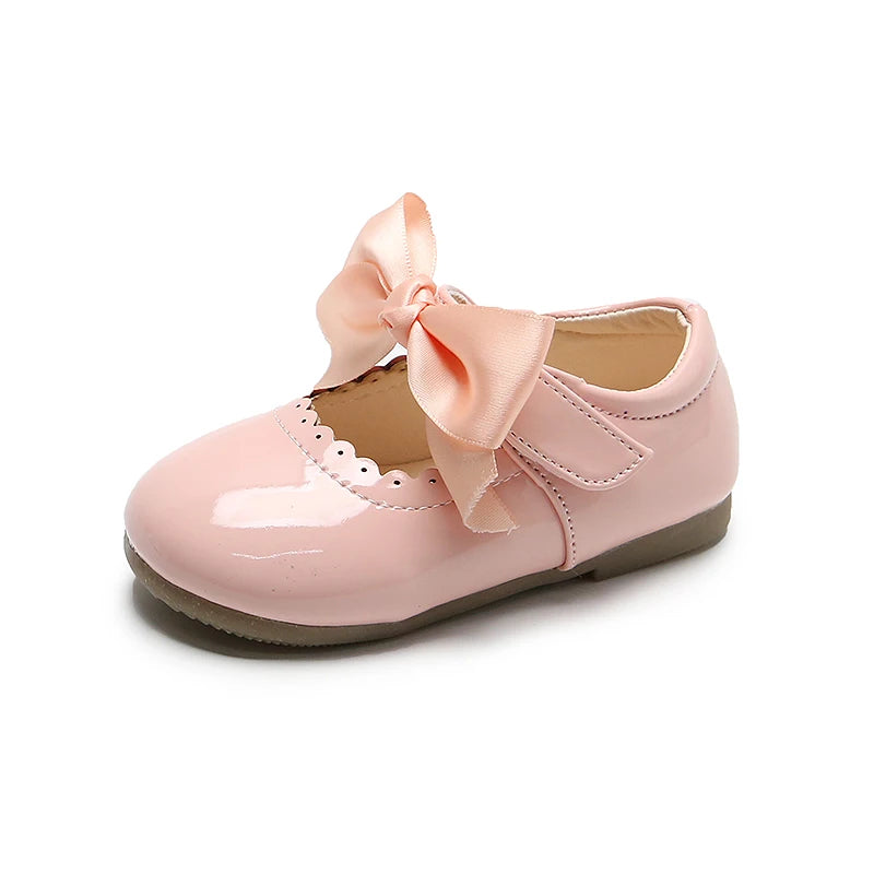 Spring Autumn Baby Girls Shoes Cute Bow Patent Leather Princess Shoes Solid Color Kids Gilrs Dancing Shoes First Walkers
