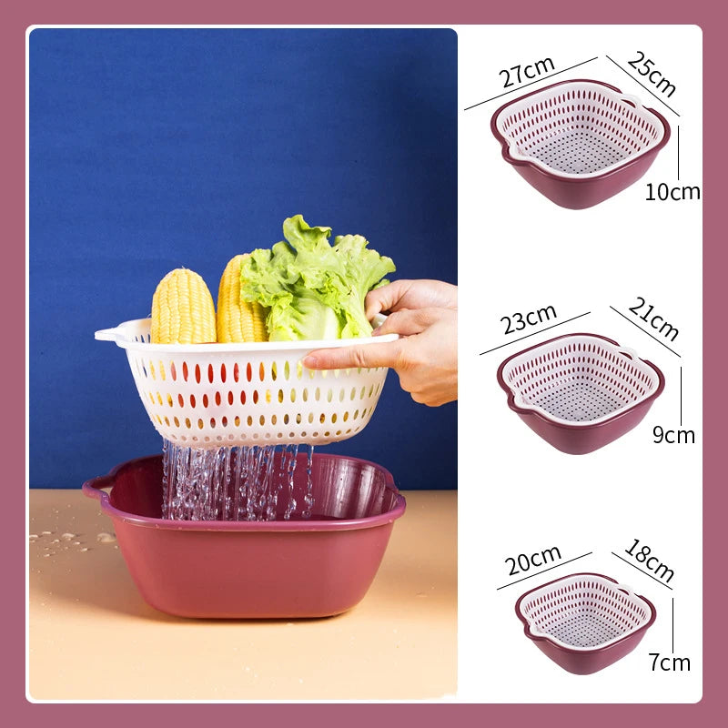 6-Piece Kitchen Multifunctional Drain Basket for Cleaning,Draining and Storing Fruits and Vegetables Easy to Place Safe Material