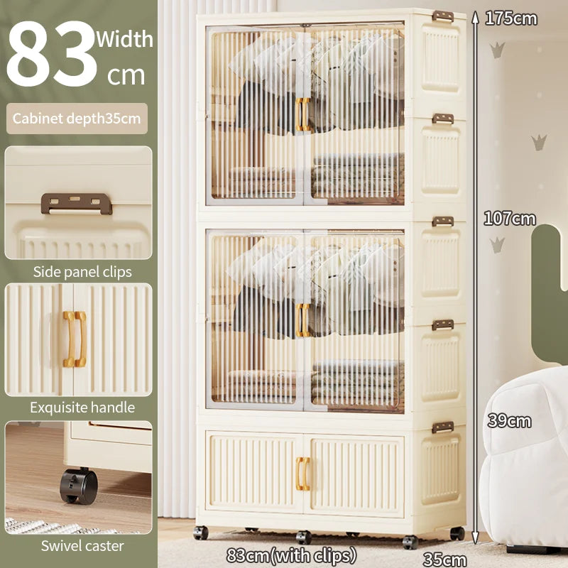 55-85CM Household adult wardrobe, installation-free, multi-layer storage cabinet, foldable, dust-proof wardrobe