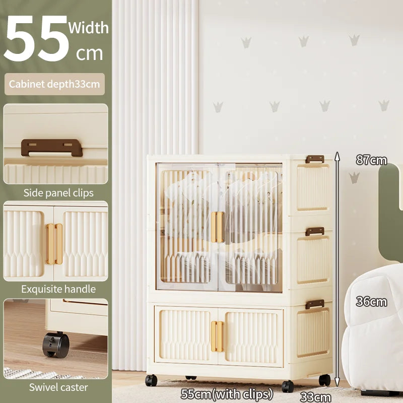 55-85CM Household adult wardrobe, installation-free, multi-layer storage cabinet, foldable, dust-proof wardrobe