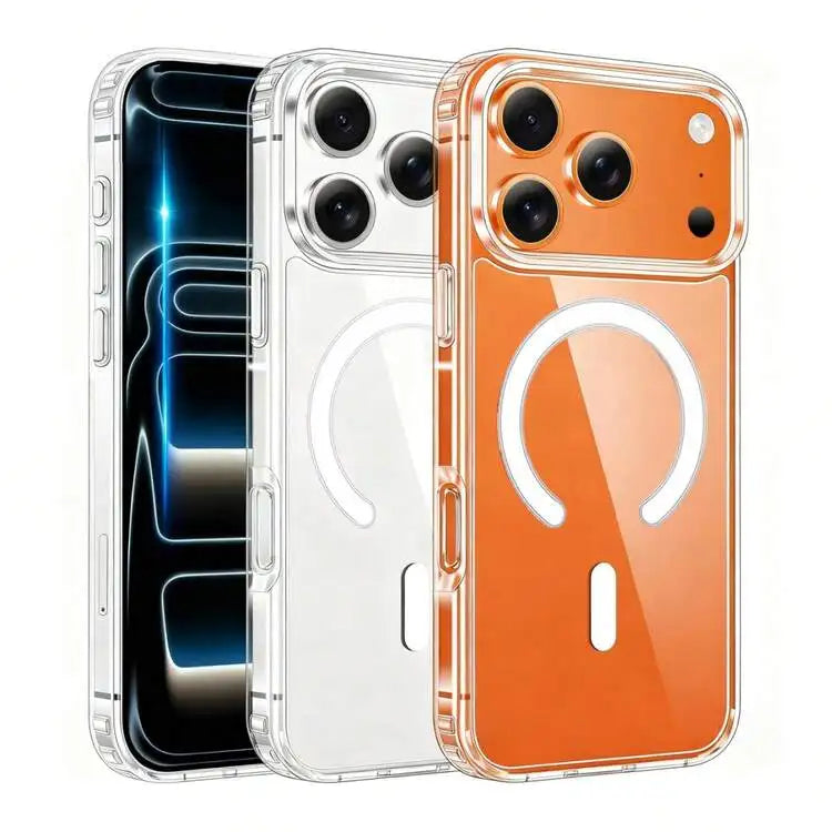 Hadaasi Transparent Magnetic Hard Case for with Clear Acrylic Shockproof Design Magnetic Ring Holder PMMA Material Unisex