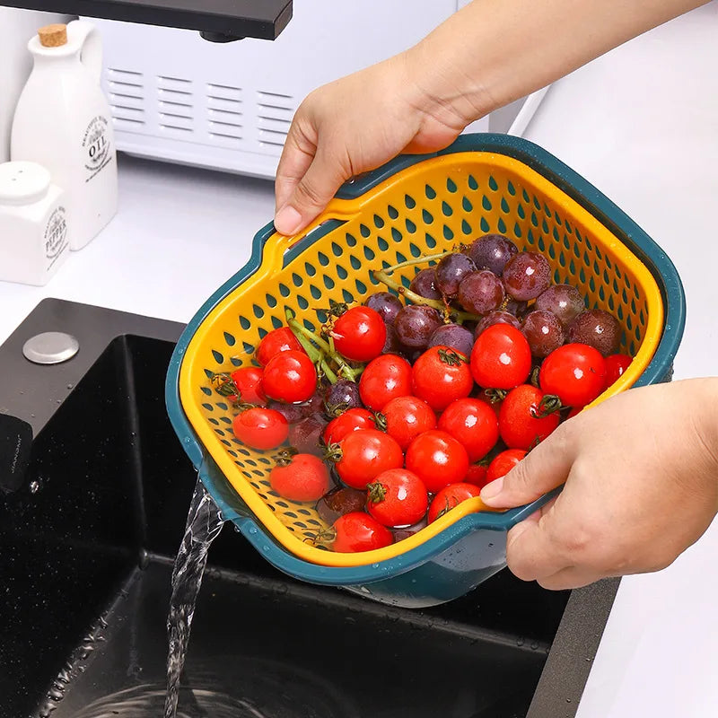 6-Piece Kitchen Multifunctional Drain Basket for Cleaning,Draining and Storing Fruits and Vegetables Easy to Place Safe Material