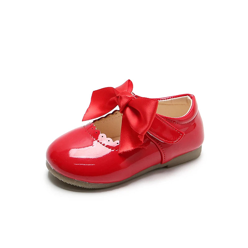 Spring Autumn Baby Girls Shoes Cute Bow Patent Leather Princess Shoes Solid Color Kids Gilrs Dancing Shoes First Walkers