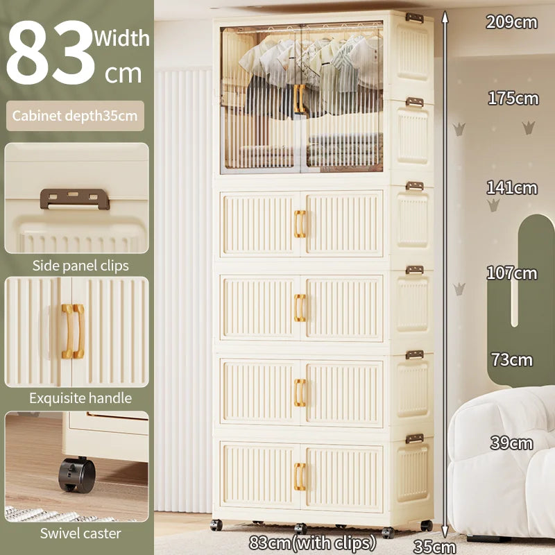 55-85CM Household adult wardrobe, installation-free, multi-layer storage cabinet, foldable, dust-proof wardrobe