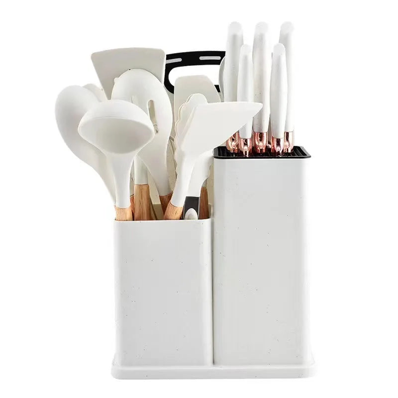 New Bamboo 19-Piece Kitchen Utensil Set with Non-Stick Cookware Wooden Handles Professional Kitchen Tools