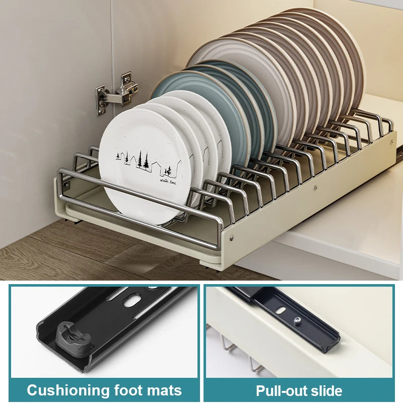 Stainless Steel Dish Racks Pull Cabinet Organizer Drainboard Set for Kitchen Counter Spice Storage Rack Modern Design
