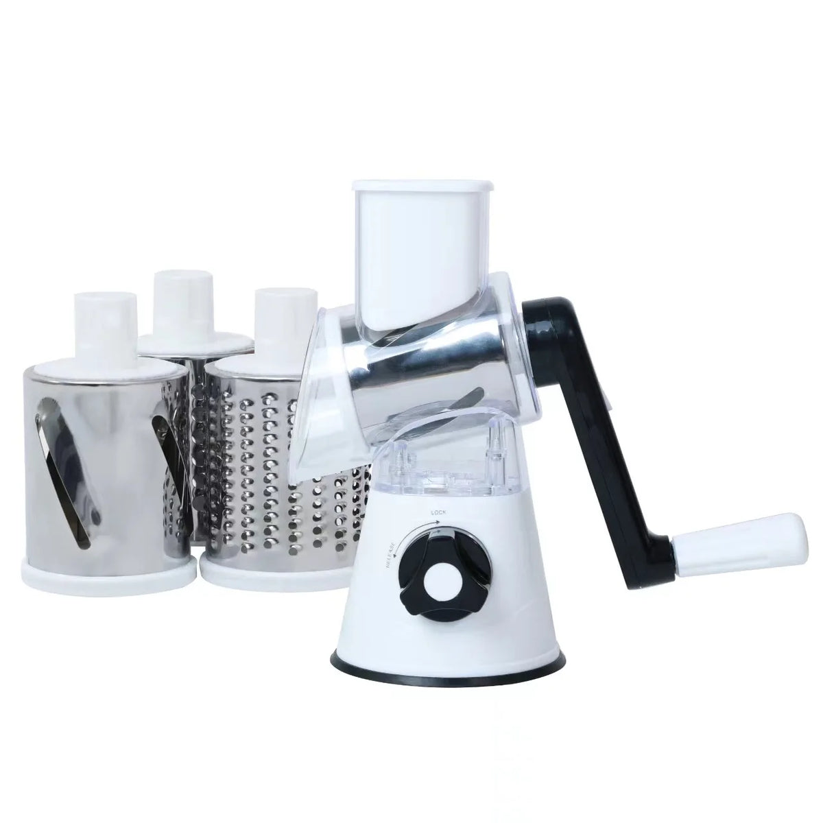 Multifunctional 3 in 1 Spiral Slicer Hand Manual Rotary Cheese Grater Food Slicer Veggie Dicer Vegetable Chopper Cutter