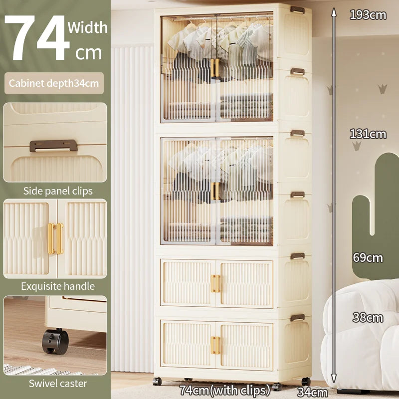 55-85CM Household adult wardrobe, installation-free, multi-layer storage cabinet, foldable, dust-proof wardrobe