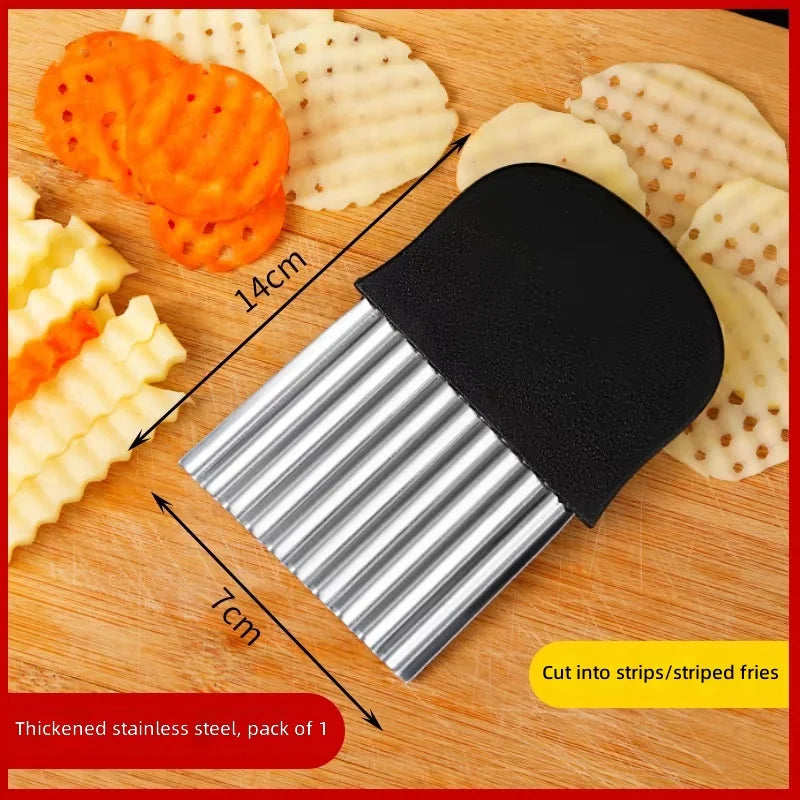 Stainless Steel Wolf-Tooth Potato Wave Cutter Manual Multi-Functional Commercial Vegetable Slicer Dishwasher Safe Household
