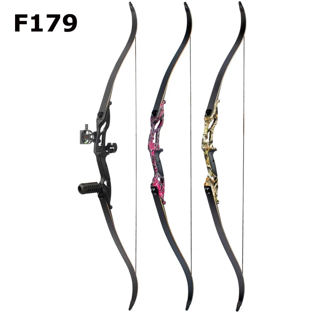 JUNXING F179  56" 30-50lbs Recurve Bow American Hunting Bow Archery 17 inche Metal Riser Tranditional Long Bow Hunting