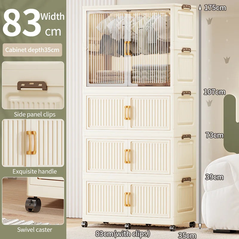 55-85CM Household adult wardrobe, installation-free, multi-layer storage cabinet, foldable, dust-proof wardrobe