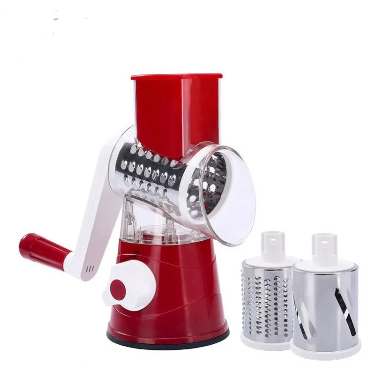 Multifunctional 3 in 1 Spiral Slicer Hand Manual Rotary Cheese Grater Food Slicer Veggie Dicer Vegetable Chopper Cutter