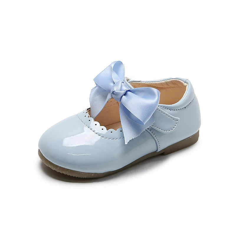 Spring Autumn Baby Girls Shoes Cute Bow Patent Leather Princess Shoes Solid Color Kids Gilrs Dancing Shoes First Walkers