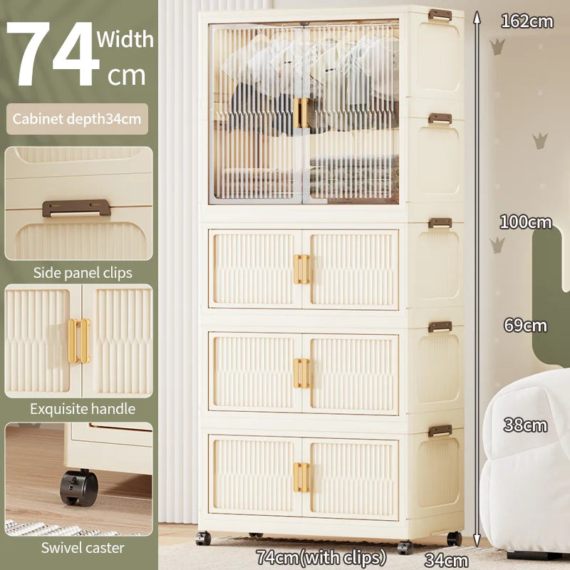 55-85CM Household adult wardrobe, installation-free, multi-layer storage cabinet, foldable, dust-proof wardrobe