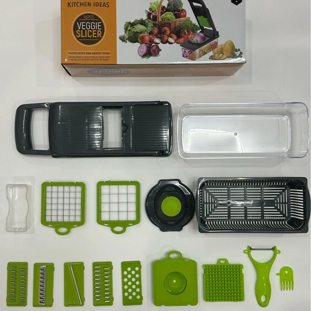 Manual Hand Fruits and Vegetable Cutter All in One 16 in 1 Vegetable Food Chopper Durable Kitchen Accessories Vegetable Cutter
