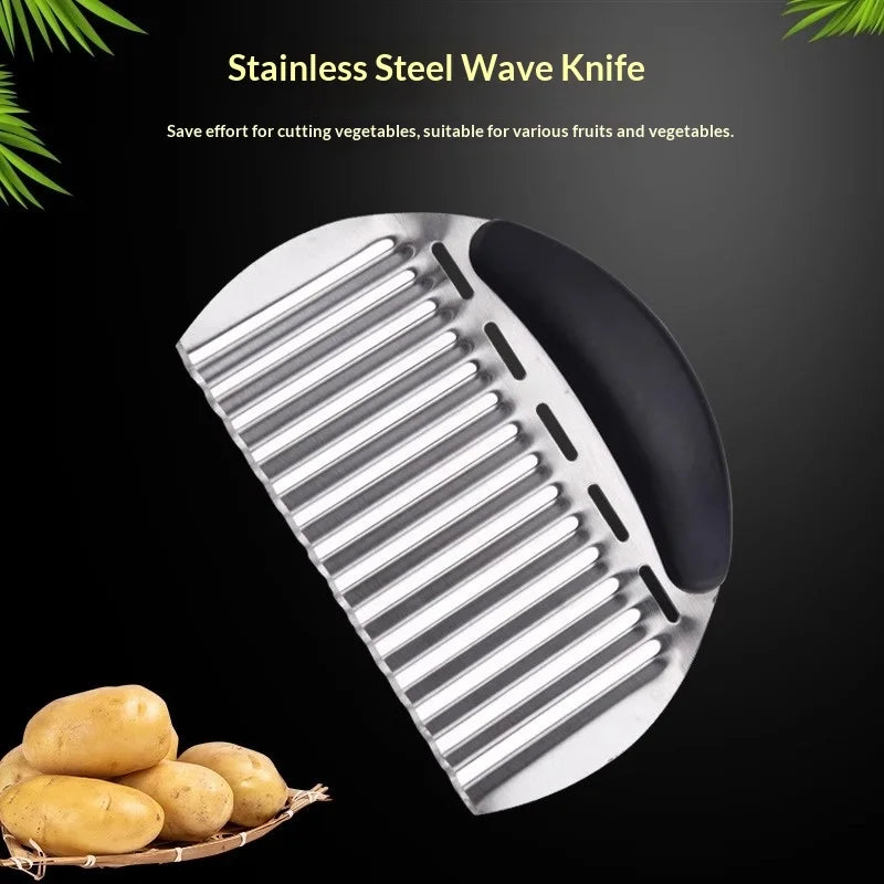 Stainless Steel Wolf-Tooth Potato Wave Cutter Manual Multi-Functional Commercial Vegetable Slicer Dishwasher Safe Household