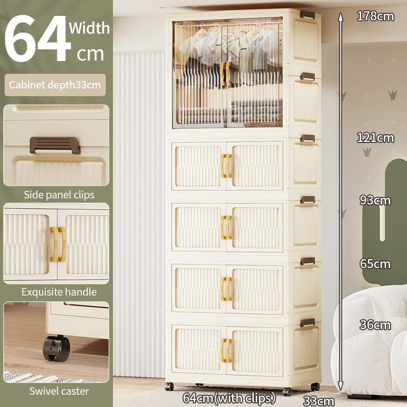 55-85CM Household adult wardrobe, installation-free, multi-layer storage cabinet, foldable, dust-proof wardrobe