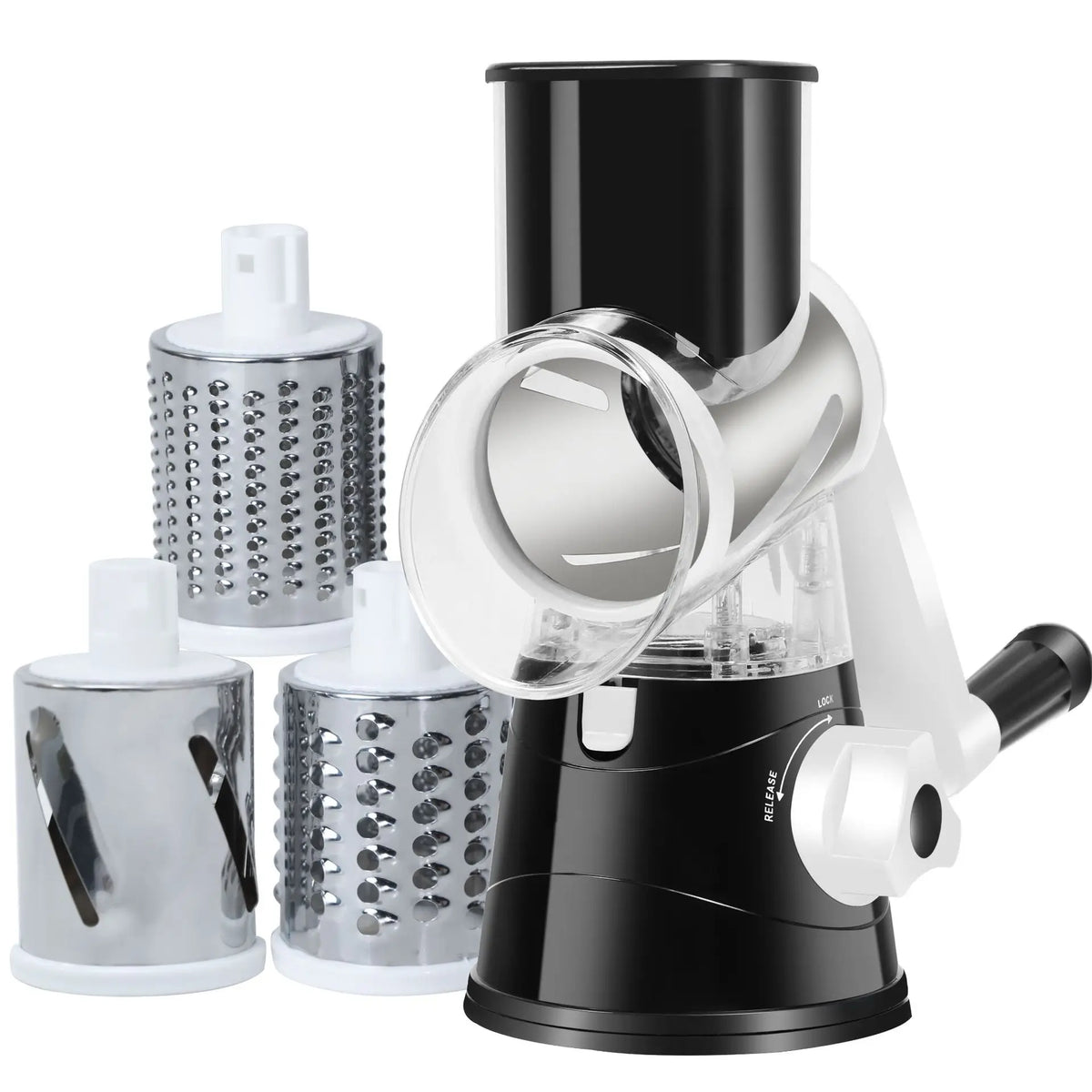 Multifunctional 3 in 1 Spiral Slicer Hand Manual Rotary Cheese Grater Food Slicer Veggie Dicer Vegetable Chopper Cutter