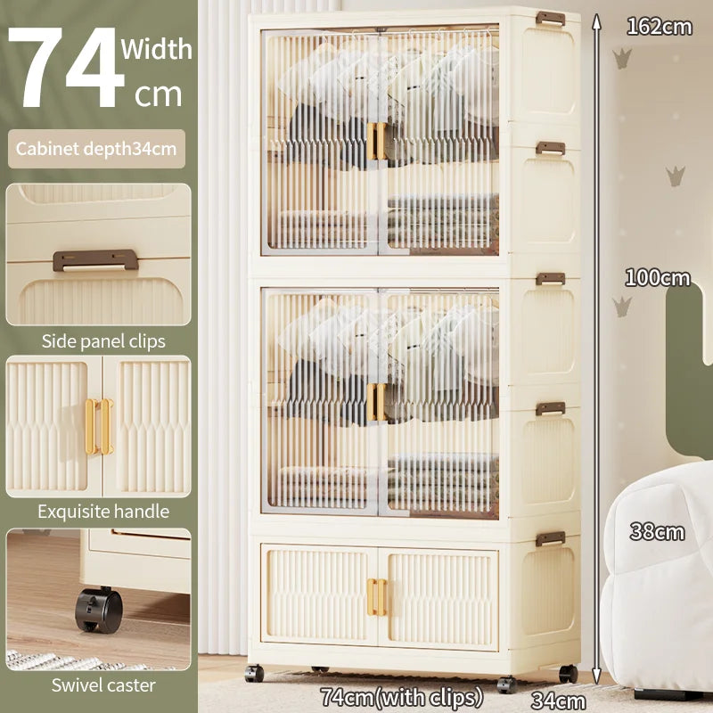 55-85CM Household adult wardrobe, installation-free, multi-layer storage cabinet, foldable, dust-proof wardrobe