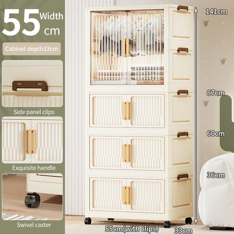 55-85CM Household adult wardrobe, installation-free, multi-layer storage cabinet, foldable, dust-proof wardrobe