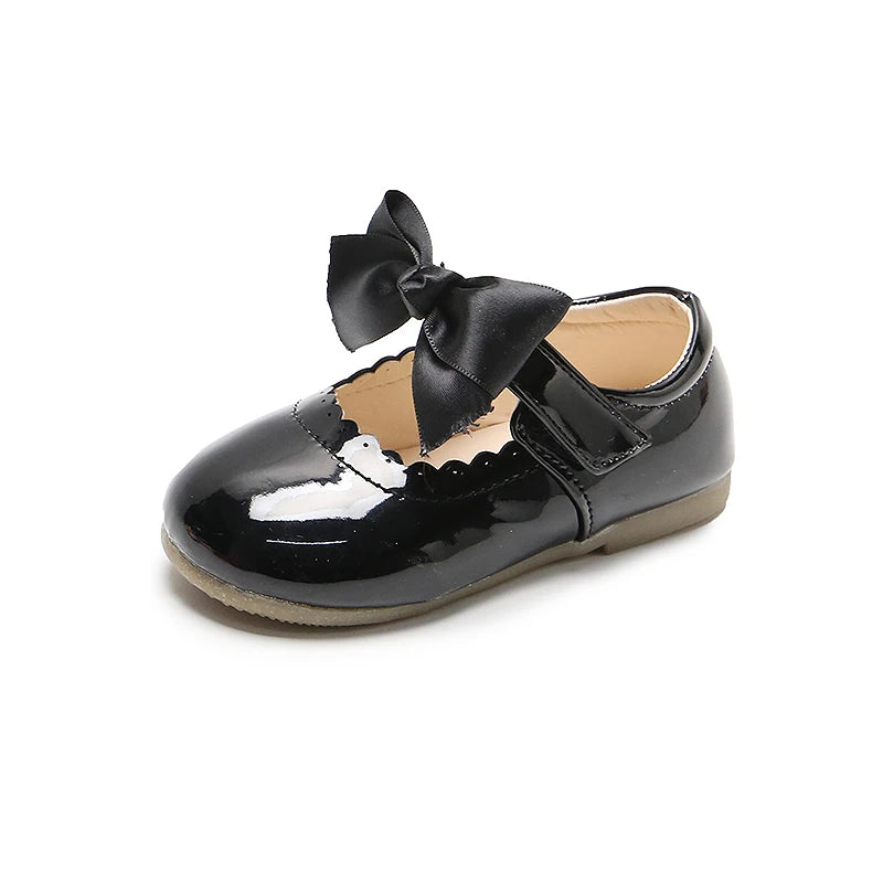 Spring Autumn Baby Girls Shoes Cute Bow Patent Leather Princess Shoes Solid Color Kids Gilrs Dancing Shoes First Walkers