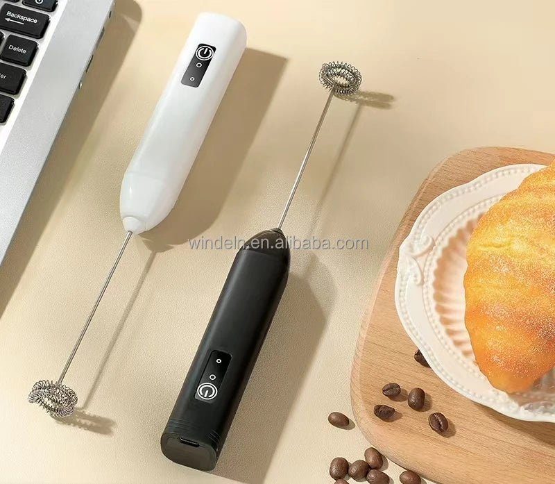 Reusable D01 Handheld Electric Milk Frother with 3 Speed Drink Coffee Mixer and Egg Beater USB Charging Base for Coffee Shop Use