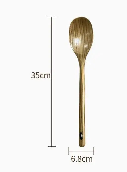 13.5" Left-Handed Corner Wooden Spoon-Angled Thai Teak Cooking Utensil Ergonomic Design Food Safe Nonstick for Handcrafted