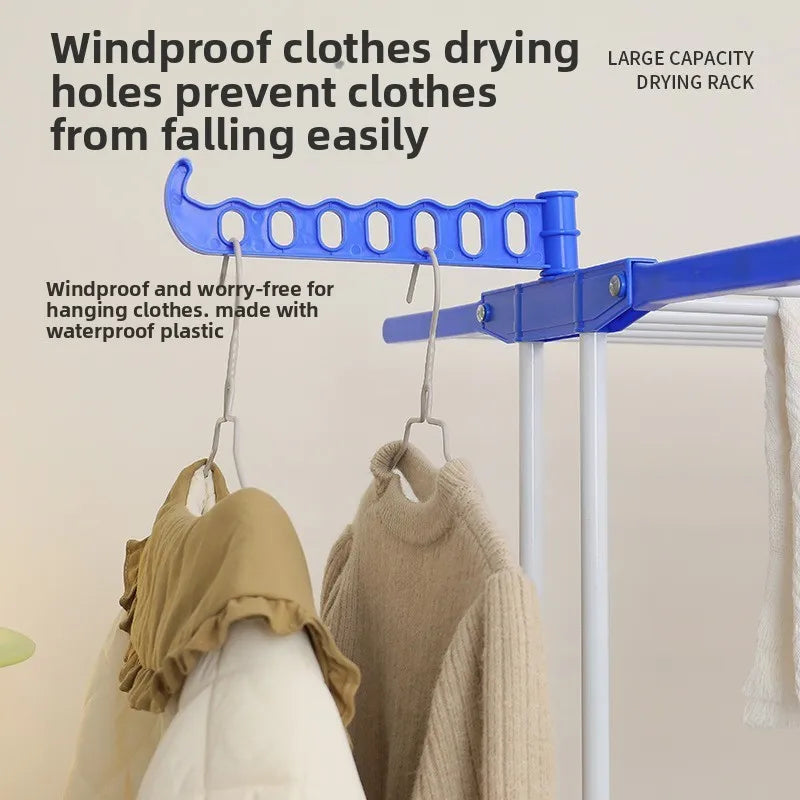 New Hot Sale Indoor Wardrobe Floor-standing Folding Mobile Iron Multi-functional Three-layer Towel Drying Rack