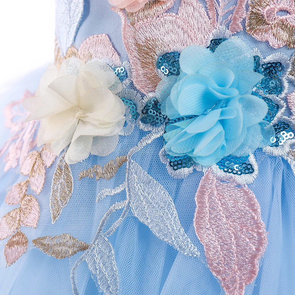 Elegant Kids Dress For Girls Birthday Wedding Costume Appliques Flower Girl Party Dresses 3 10 Years Children Summer Clothes