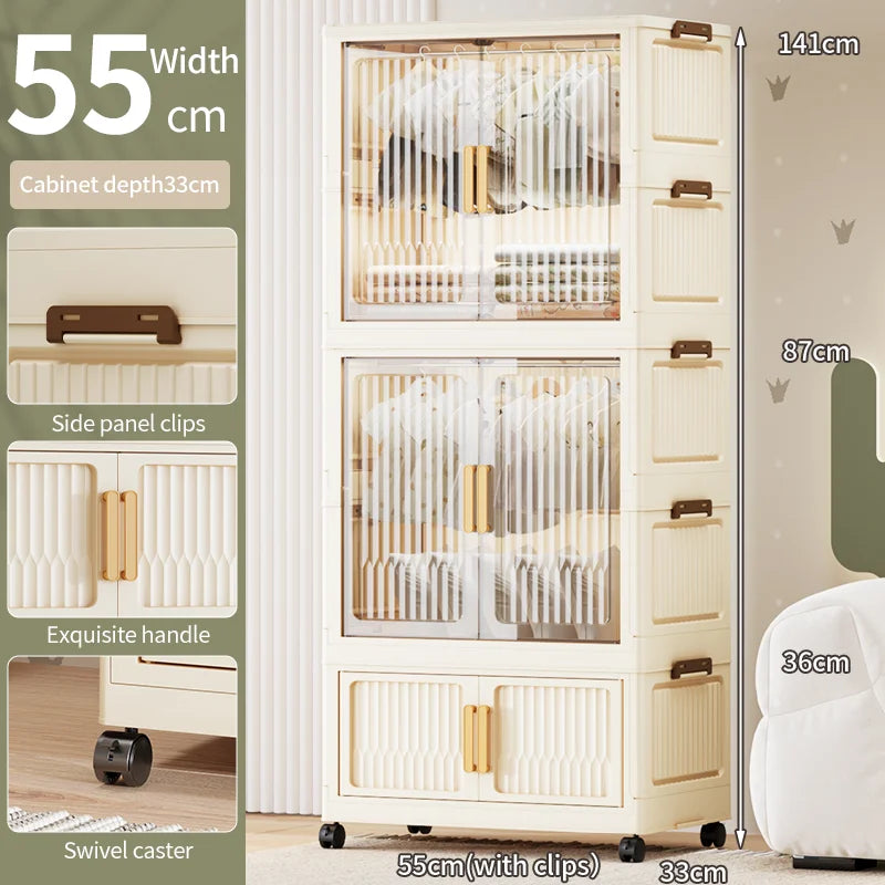 55-85CM Household adult wardrobe, installation-free, multi-layer storage cabinet, foldable, dust-proof wardrobe