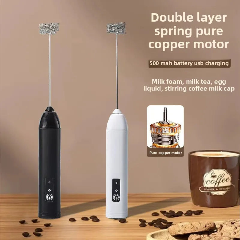 Reusable D01 Handheld Electric Milk Frother with 3 Speed Drink Coffee Mixer and Egg Beater USB Charging Base for Coffee Shop Use
