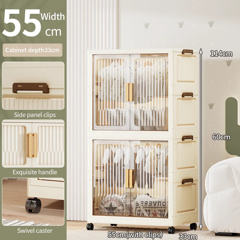 55-85CM Household adult wardrobe, installation-free, multi-layer storage cabinet, foldable, dust-proof wardrobe